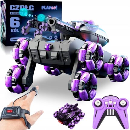 🚀🔥 360° Gesture Control 6-Wheel Stunt Tank Car with Missile Launcher 💣🎮